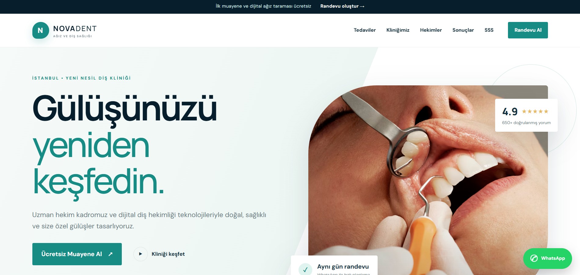 Nova Dent Diş Kliniği Web Sitesi