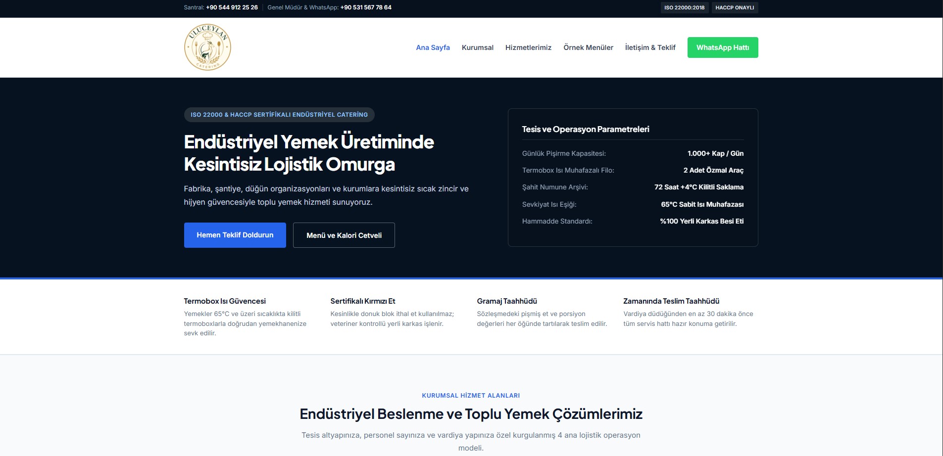 Uluceylan Catering Kurumsal Web Sitesi